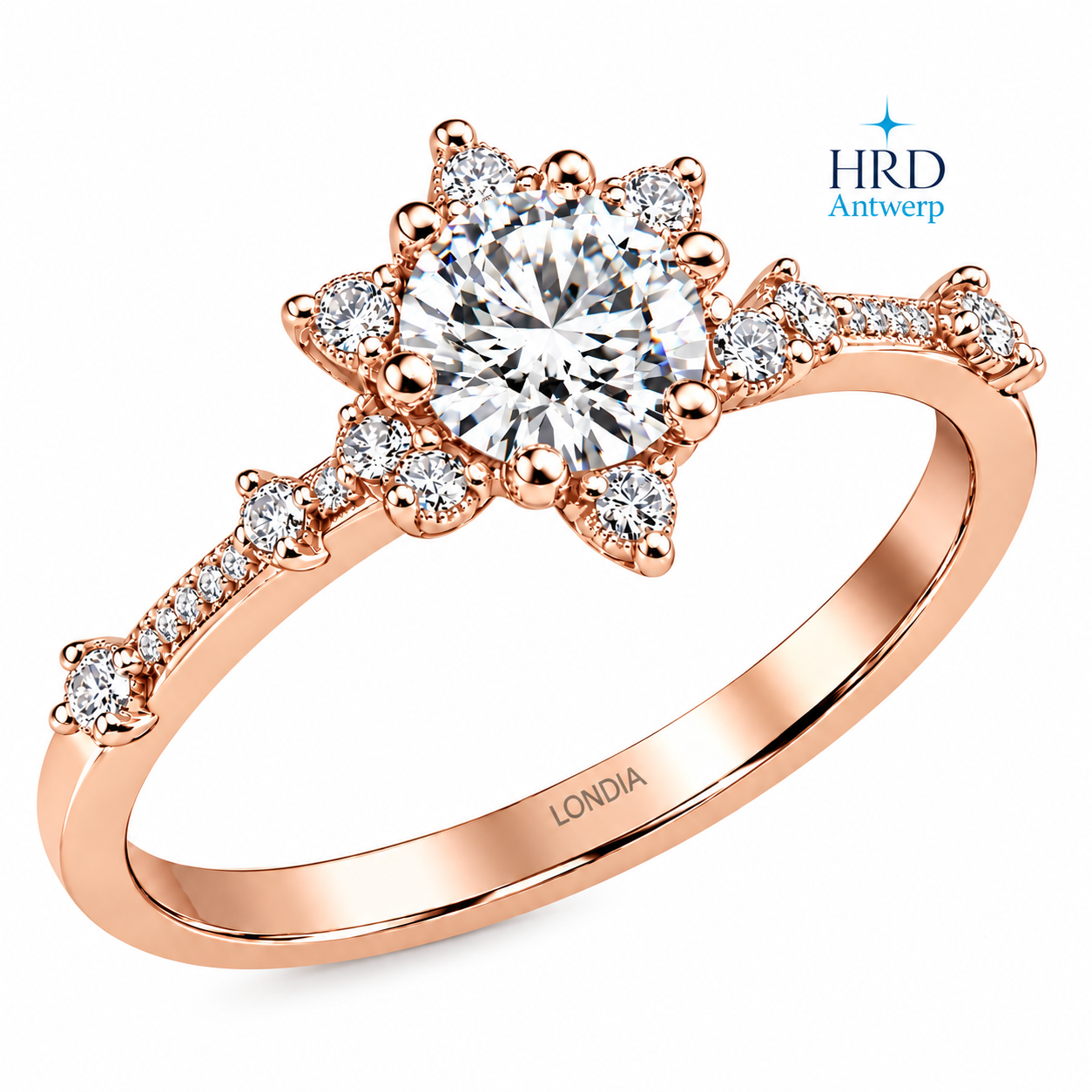 1.00 Carat F Color HRD Internationally Certified Lotus Solitaire Diamond Ring