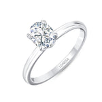 1.00 Ct. Natural Diamond Oval Solitaire ''Modern'' Ring in 14K Gold