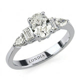1.05 Ct. Natural Oval Diamond Side-Stone Ring, 18K Gold
