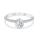 1.05 Ct. Natural Oval Diamond Side Stone Solitaire Ring