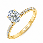 1.05 Ct. Natural Oval Diamond Side Stone Solitaire Ring
