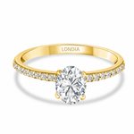1.05 Ct. Natural Oval Diamond Side Stone Solitaire Ring