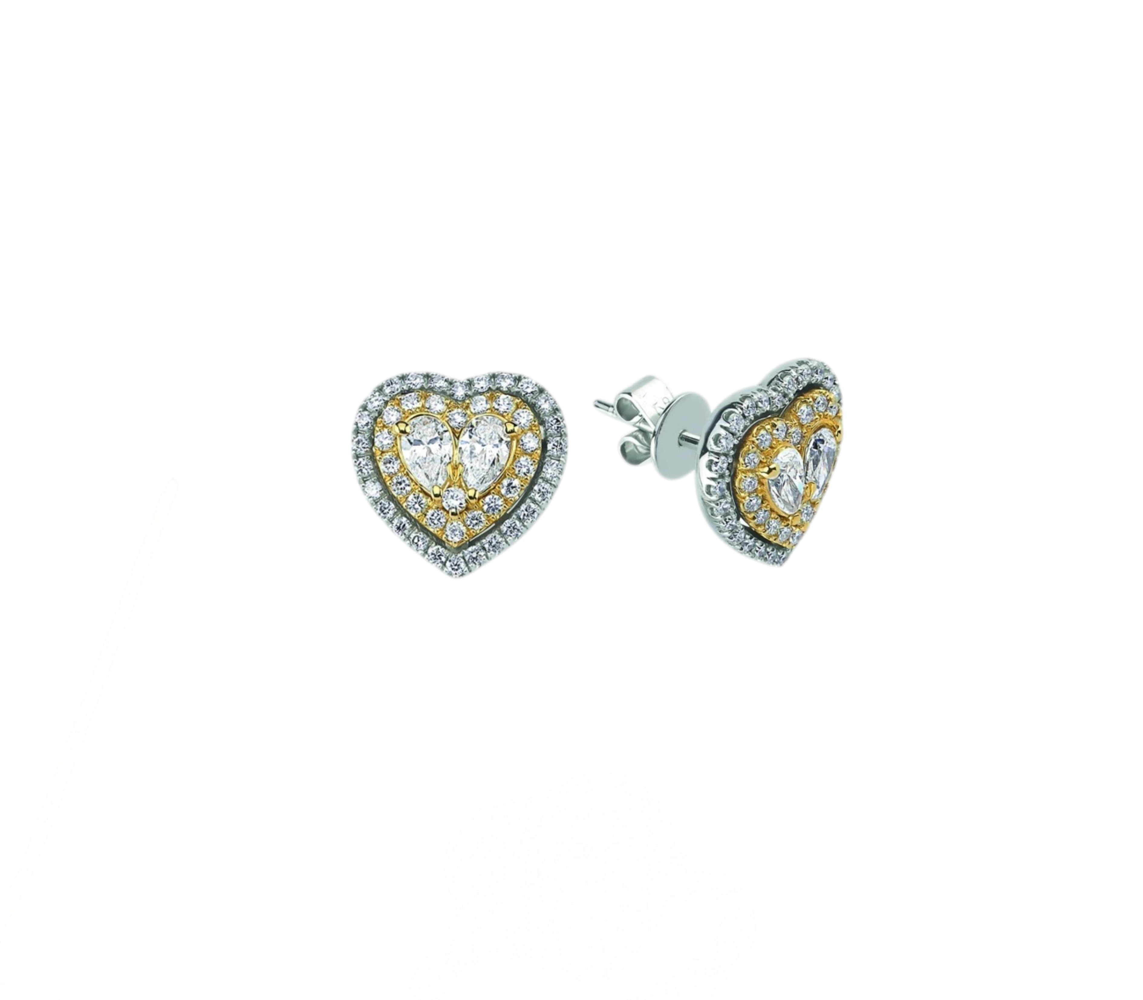1.15 Ct. Natural Diamond Heart Design Earrings in 14K Gold