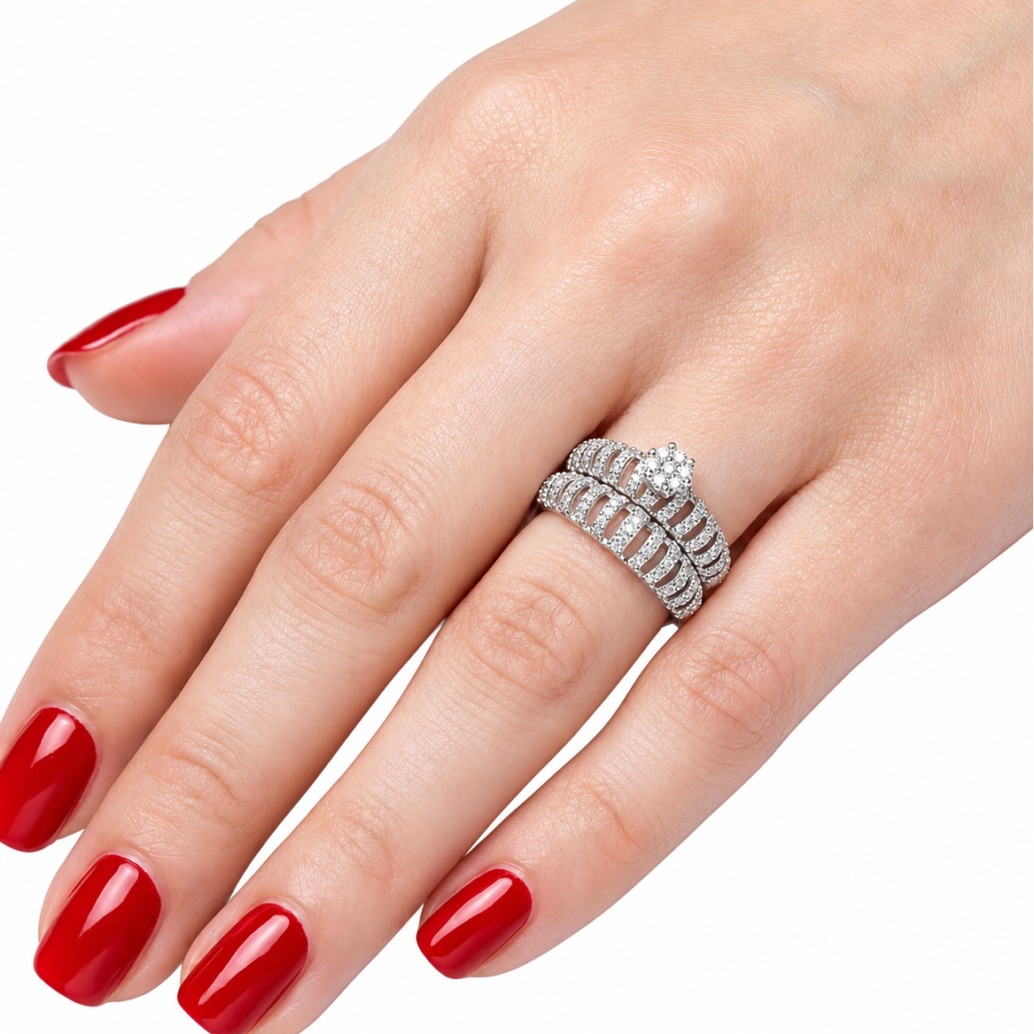 Natural Diamond Wedding Ring Set