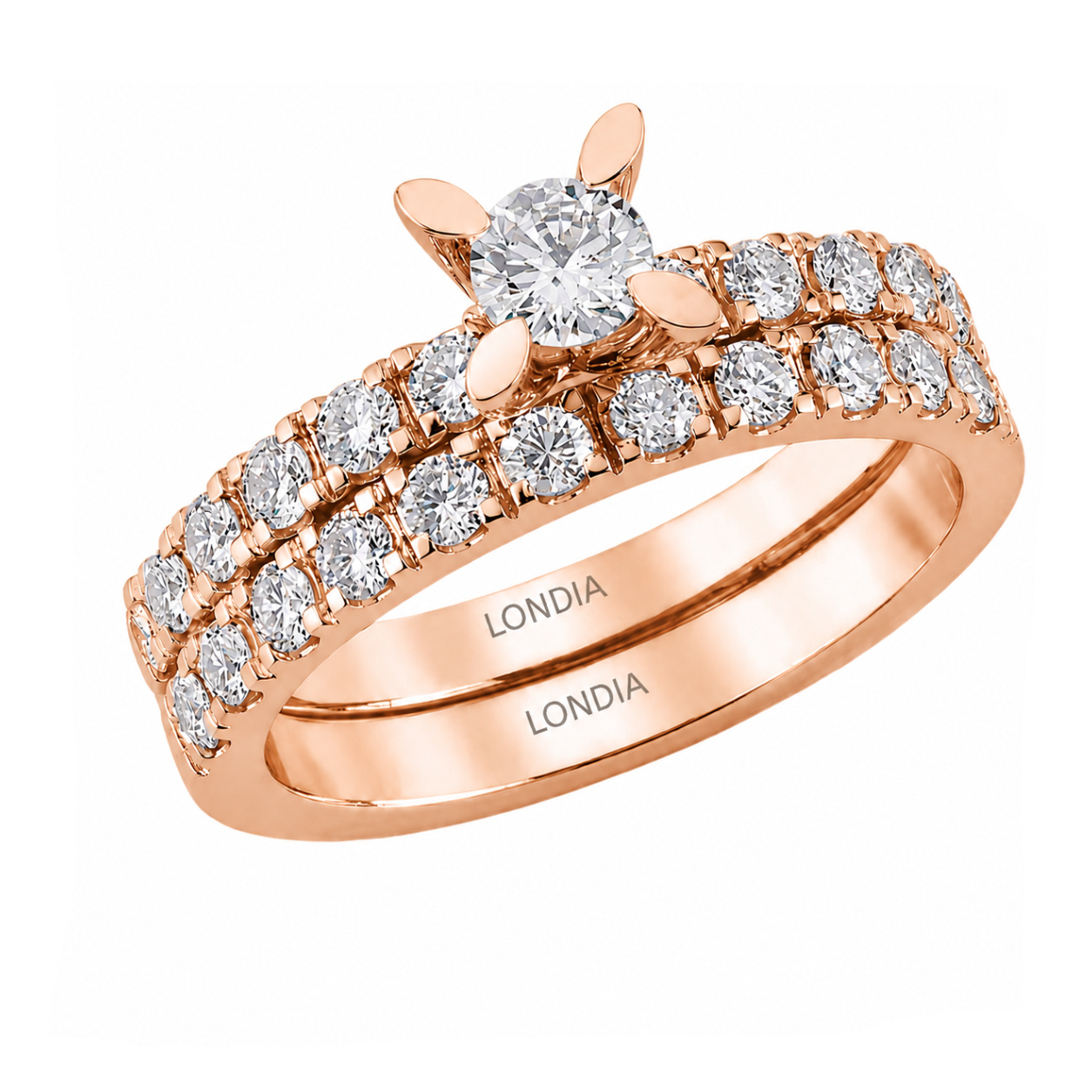 Natural Diamond Wedding Ring Set