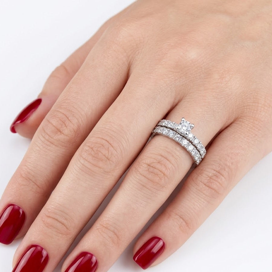 Natural Diamond Wedding Ring Set