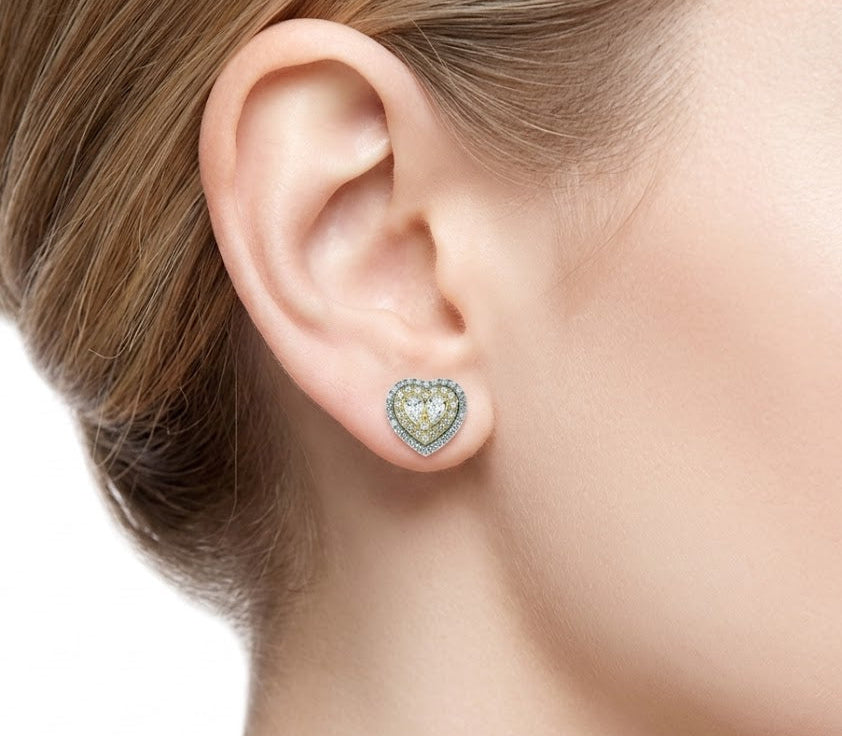 1.15 Carat Natural Diamond Heart Design Earrings