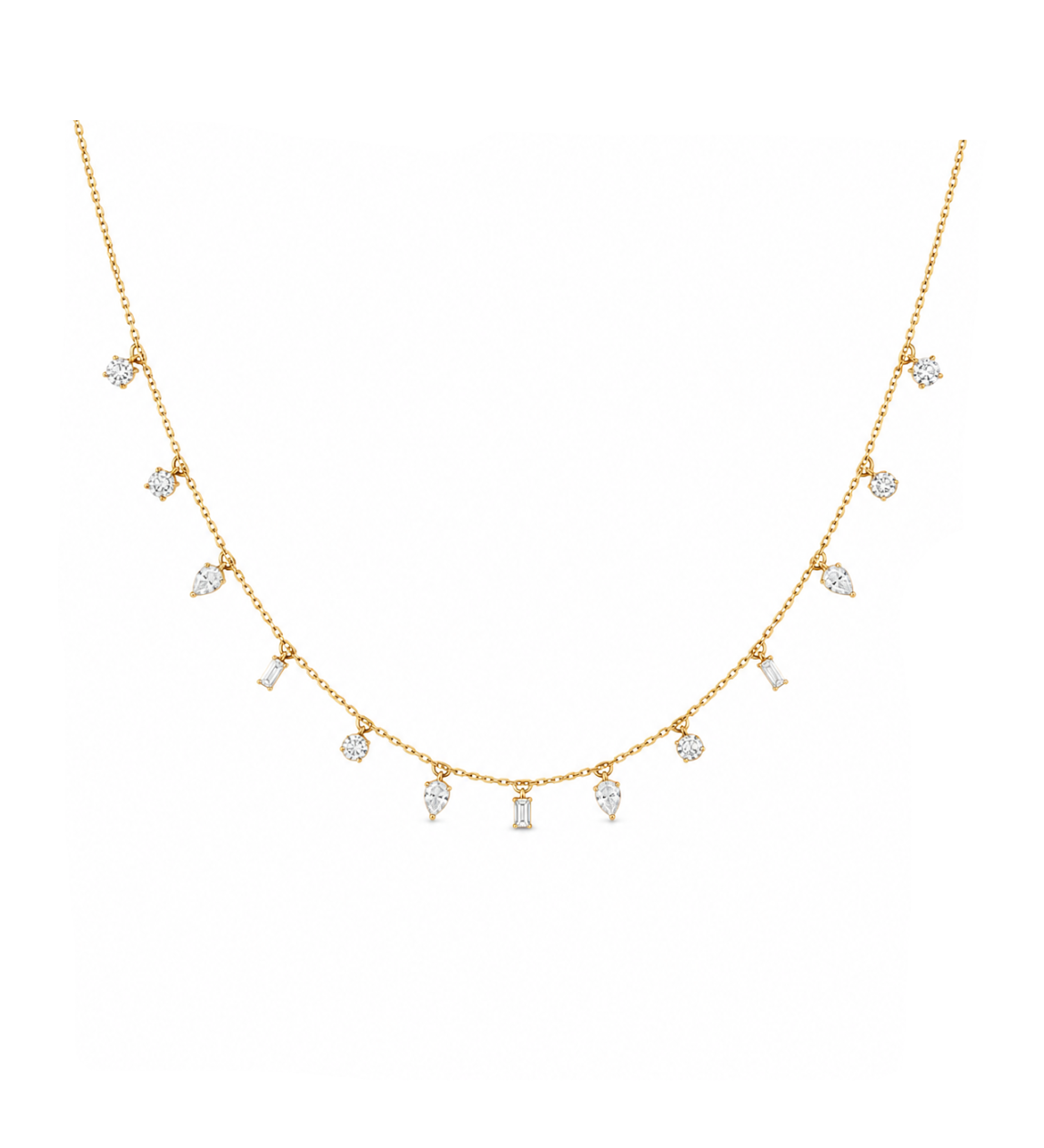 1.20 Carat Dancing Diamond Design Necklace in 14K Solid Gold