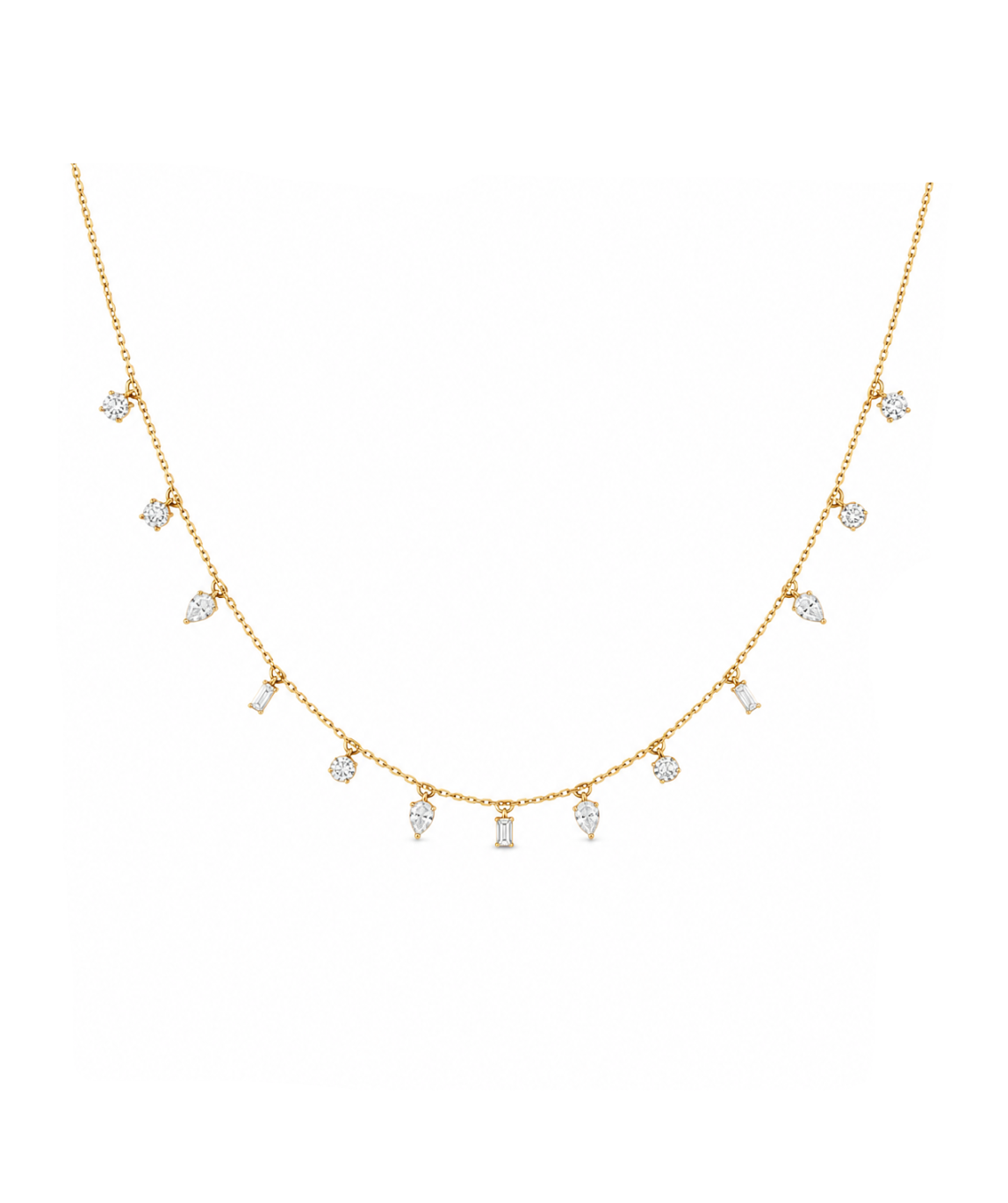 1.20 Carat Dancing Diamond Design Necklace in 14K Solid Gold