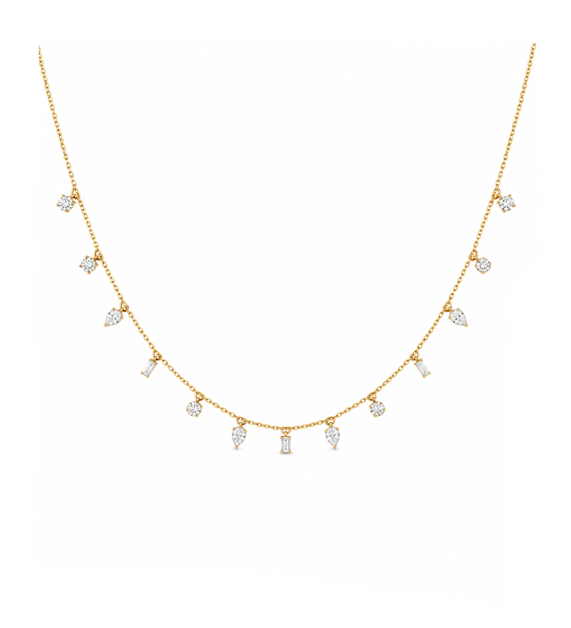 1.20 Carat Dancing Diamond Design Necklace in 14K Solid Gold
