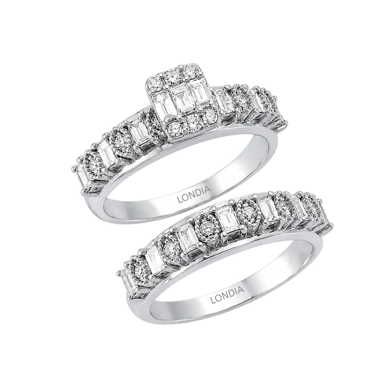 Natural Diamond Wedding Ring Set