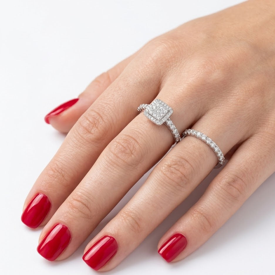 Natural Diamond Wedding Ring Set