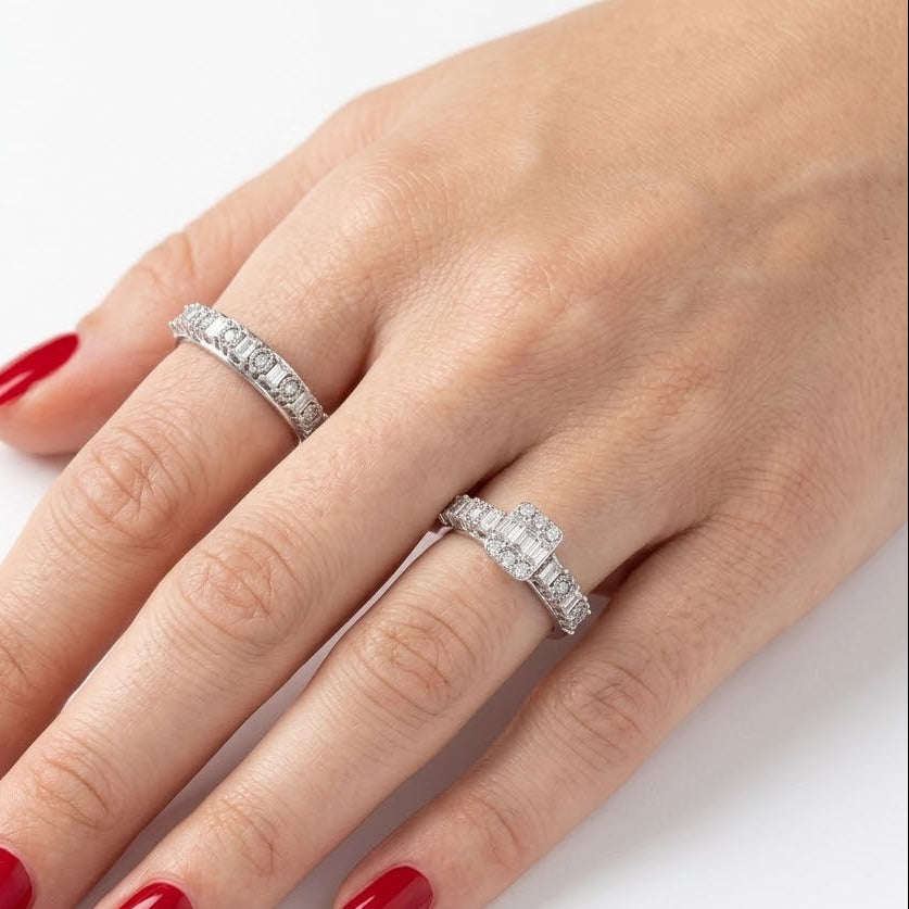 Natural Diamond Wedding Ring Set
