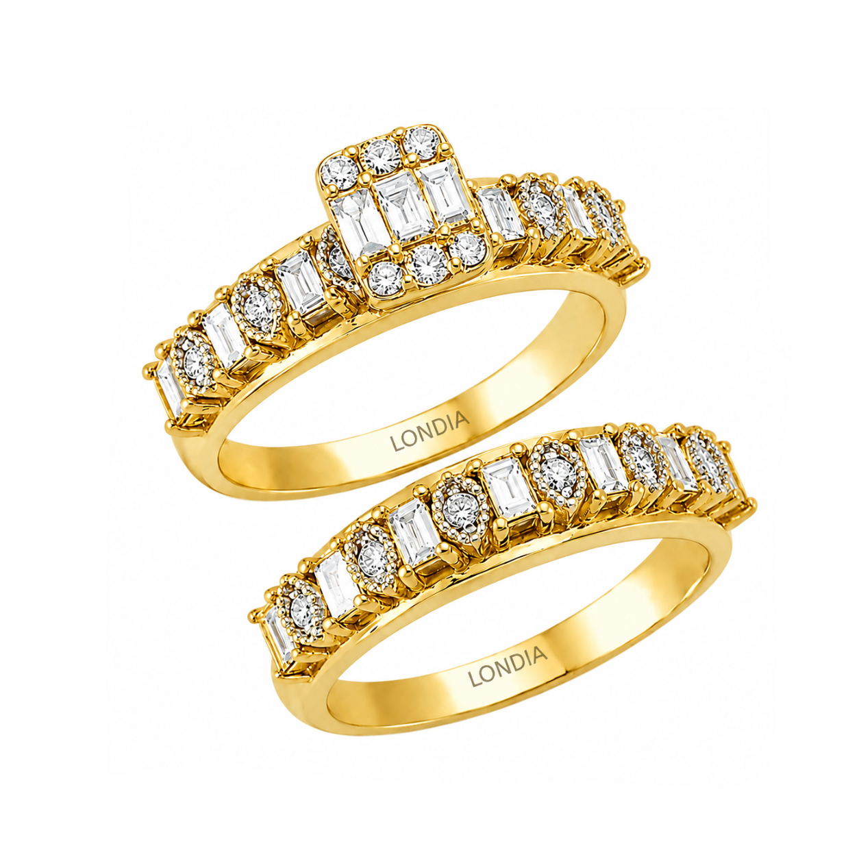 Natural Diamond Wedding Ring Set