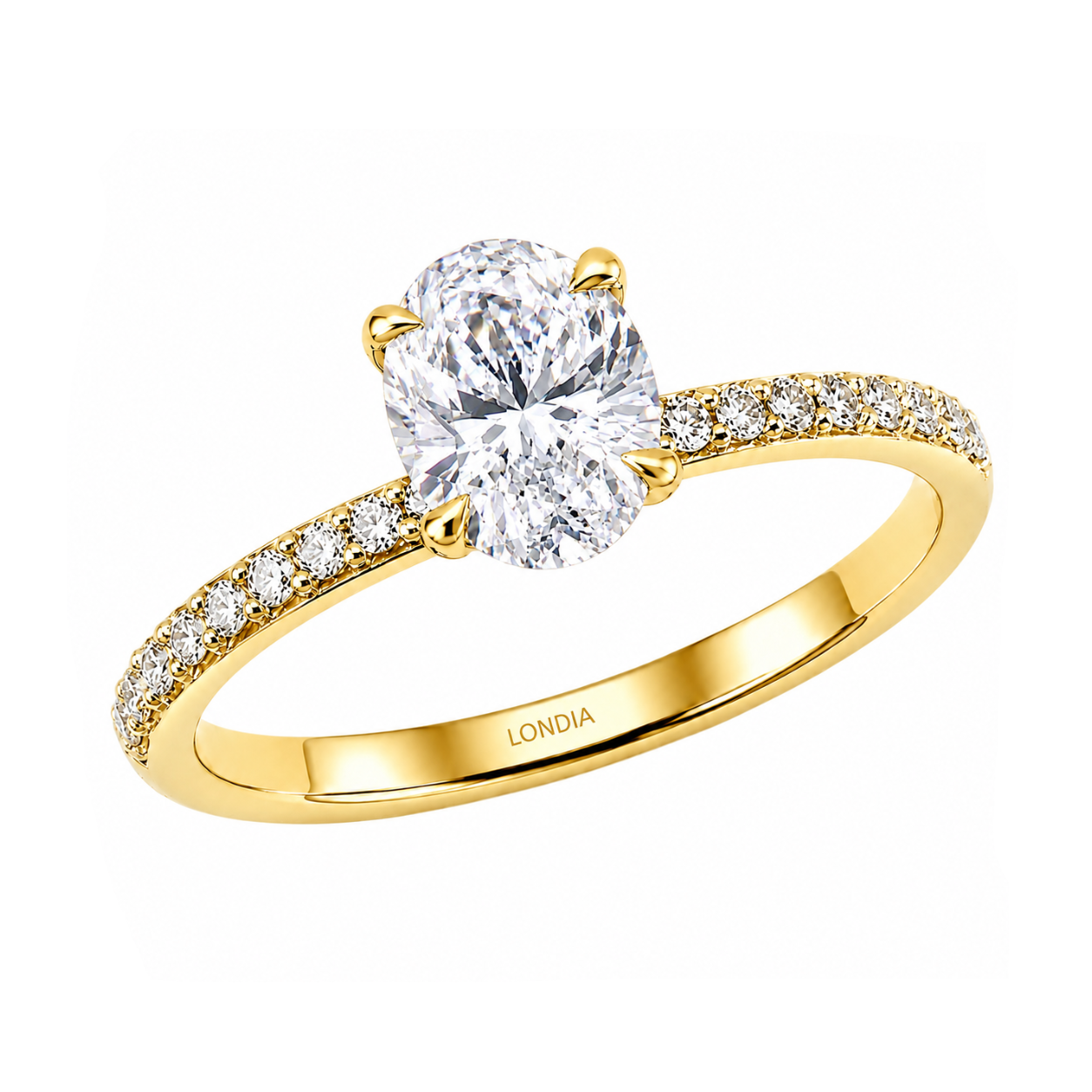 1.20 Ct. Natural Oval Diamond Side Stone Solitaire Ring