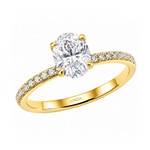 1.20 Ct. Natural Oval Diamond Side Stone Solitaire Ring