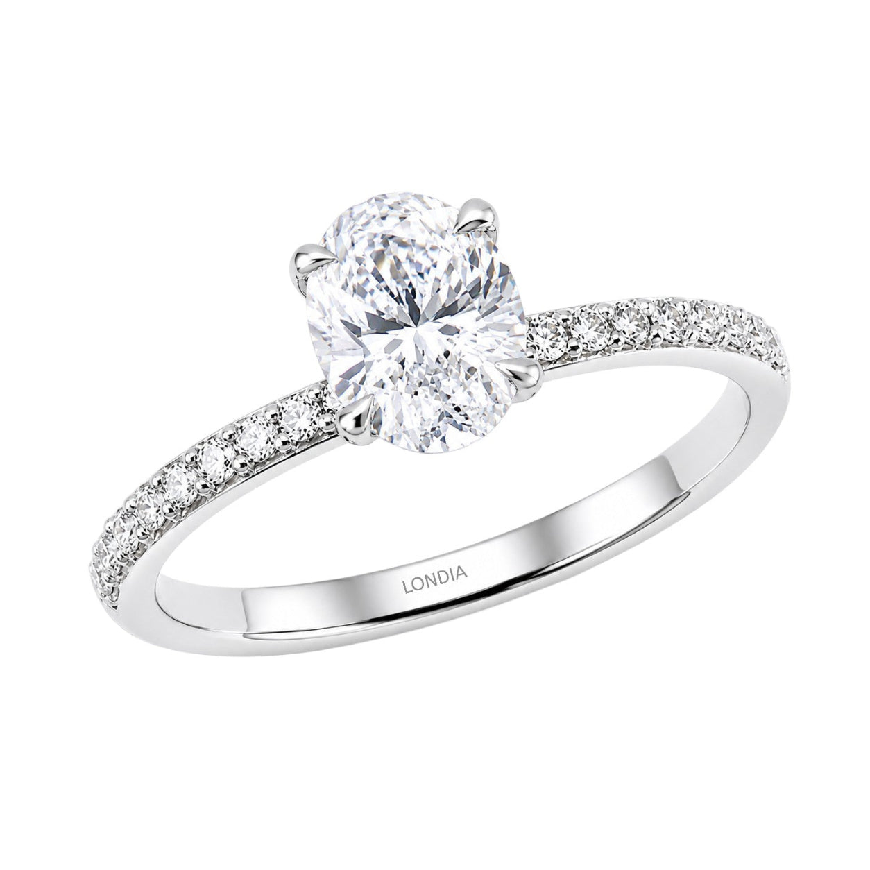 1.20 Ct. Natural Oval Diamond Side Stone Solitaire Ring