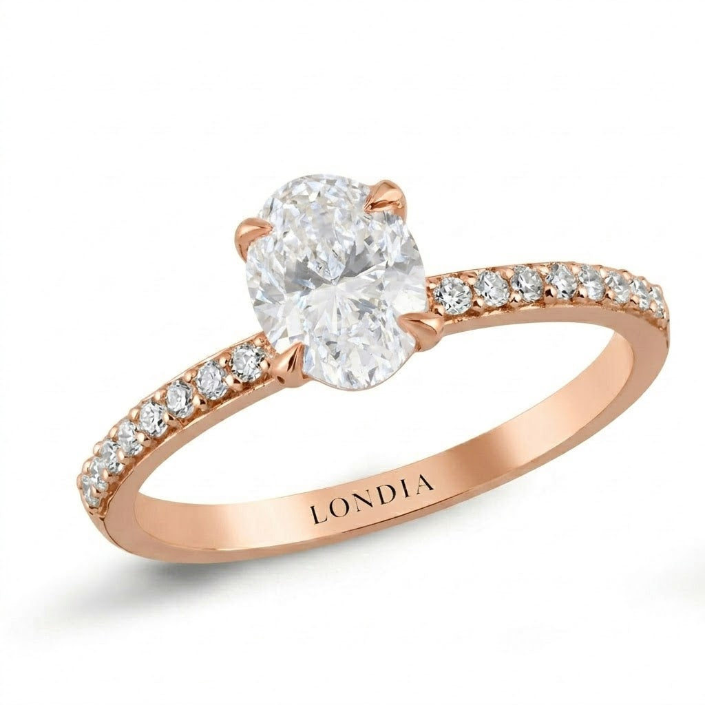 1.20 Ct Natural Oval Diamond Solitaire Ring with Side Stones – 14K Gold