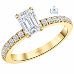 1.20 Ct. F Color HRD Certified Emerald Cut Diamond Side Stone Ring