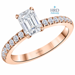 1.20 Ct. F Color HRD Certified Emerald Cut Diamond Side Stone Ring