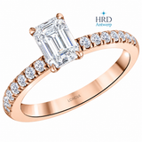 1.20 Ct. F Color HRD Certified Emerald Cut Diamond Side Stone Ring