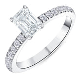 1.20 Ct. Natural Diamond Emerald Cut Sidestone Design Ring in 18K Gold