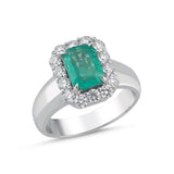 1.25 Carat Natural Diamond Royal Design Statement Emerald Ring in 14K Gold