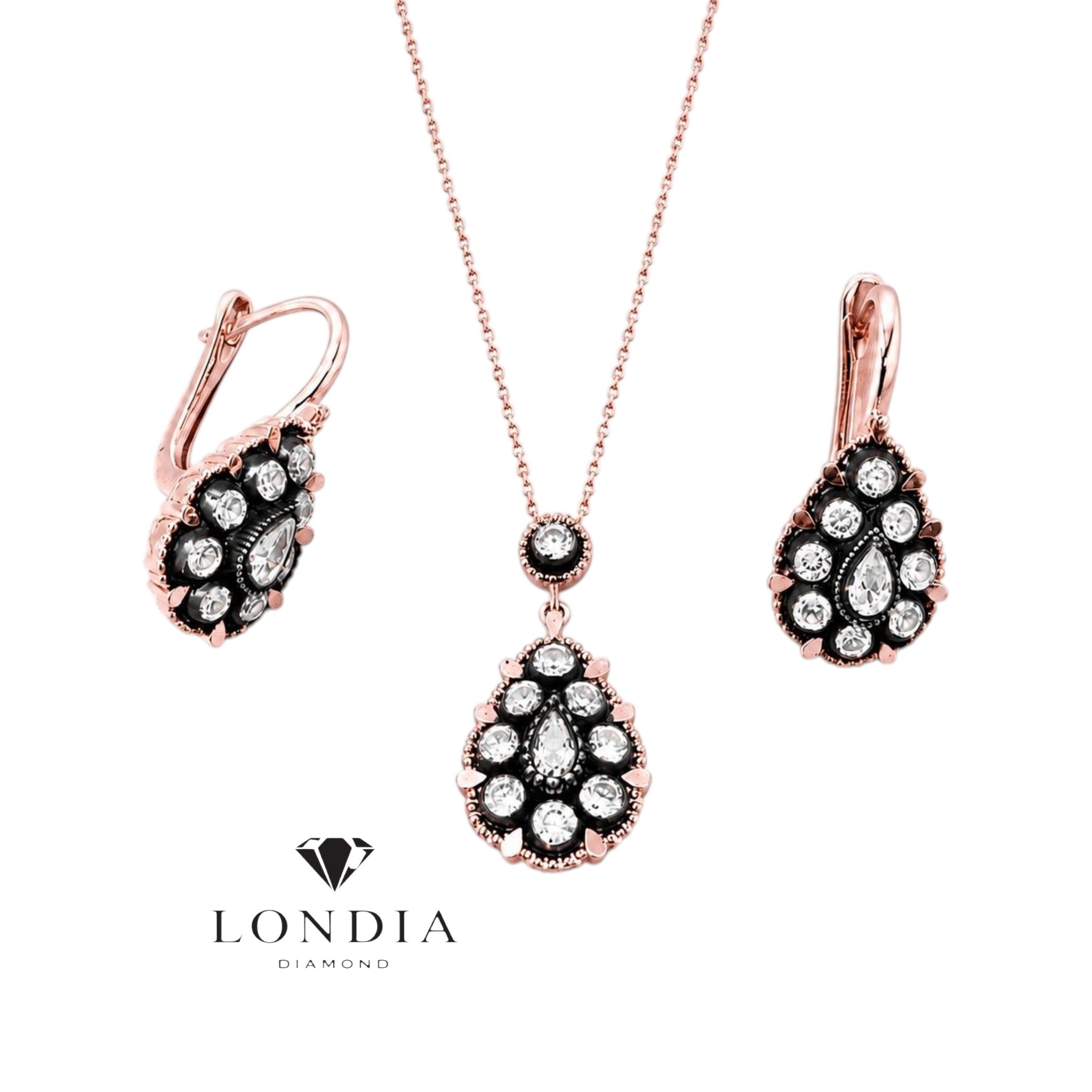 1.30 Carat Natural Diamond Designer Necklace and Earring Set