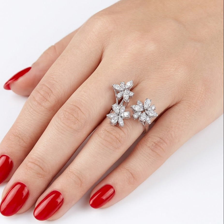 Natural Diamond Flora Design Ring