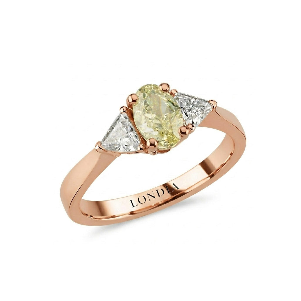 1.35 Carat Fancy Yellow Diamond Side Stone Ring in 14K Solid Gold