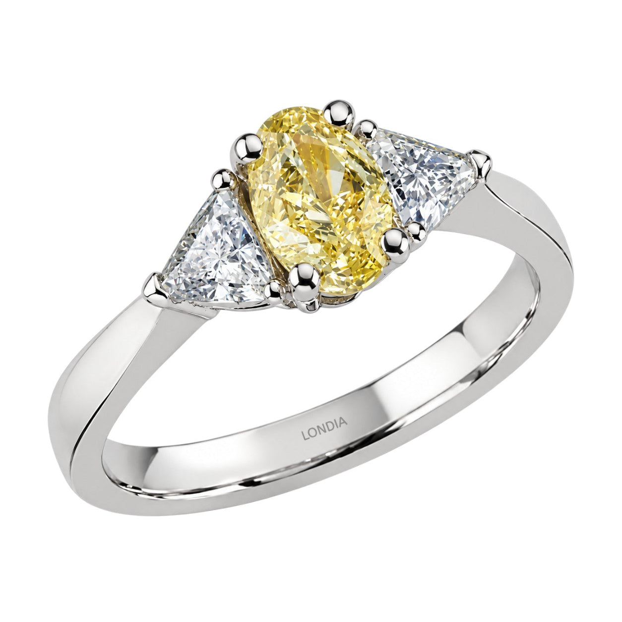 1.35 Ct. Natural Fancy Yellow Diamond Side Stone Design Ring