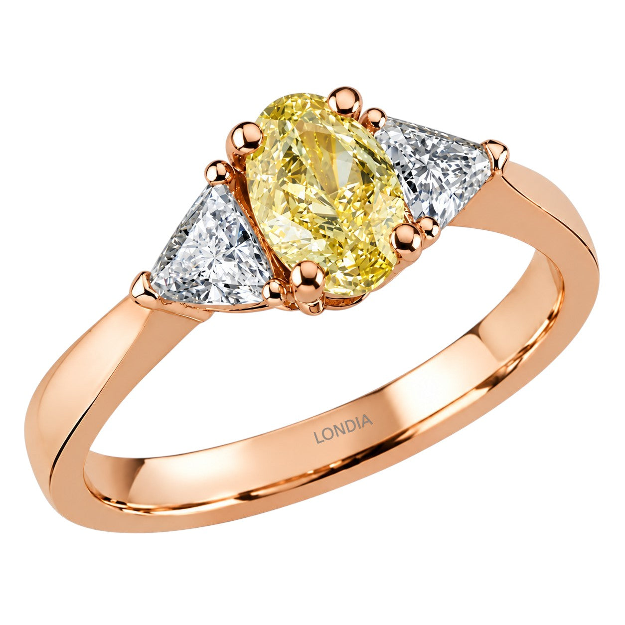 1.35 Ct. Natural Fancy Yellow Diamond Side Stone Design Ring