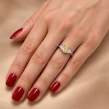 1.35 Ct. Natural Fancy Yellow Diamond Side Stone Design Ring