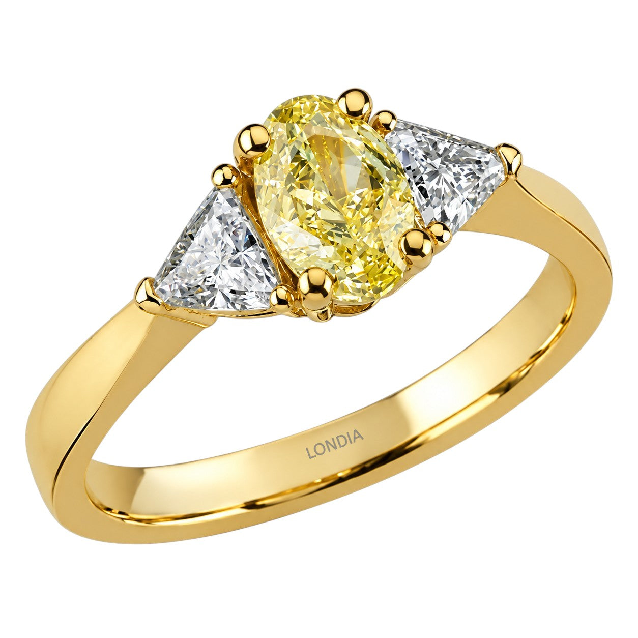 1.35 Ct. Natural Fancy Yellow Diamond Side Stone Design Ring