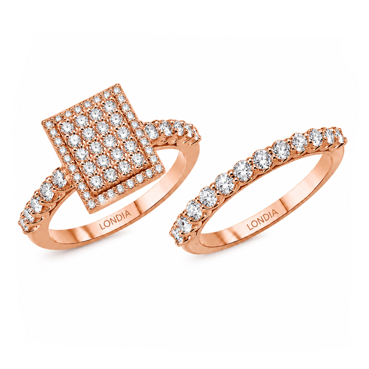 Natural Diamond Wedding Ring Set