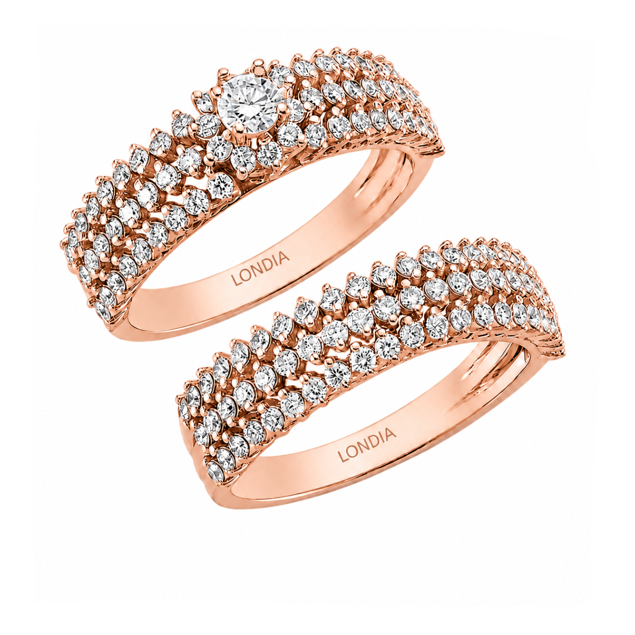 Natural Diamond Wedding Ring Set 