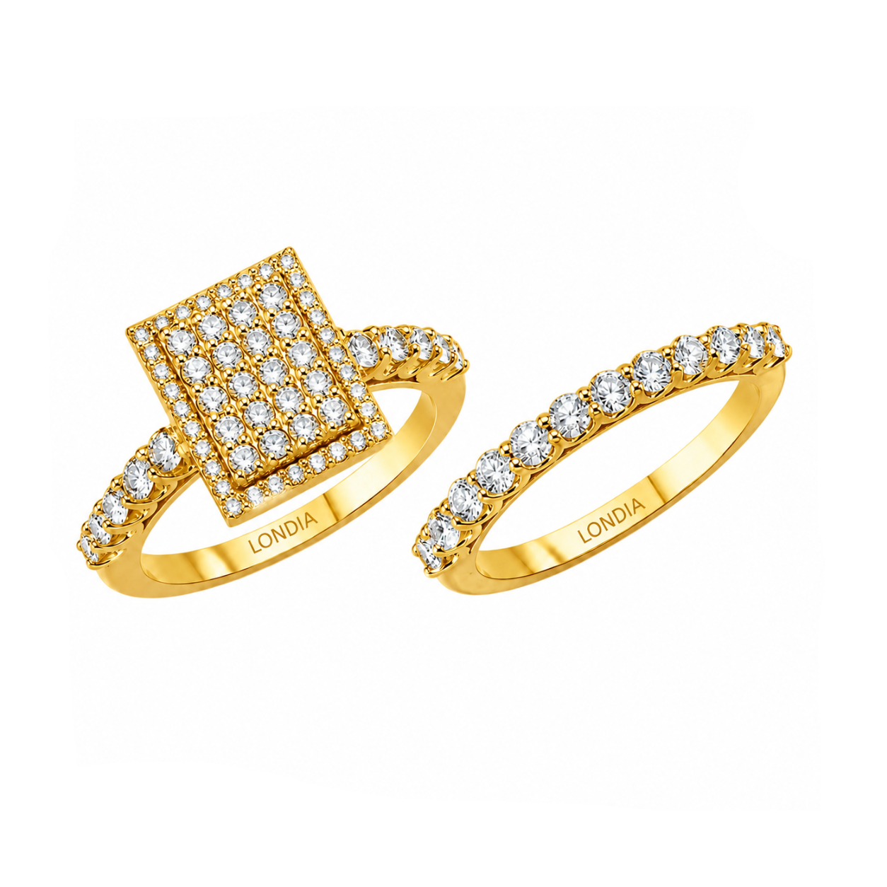 Natural Diamond Wedding Ring Set