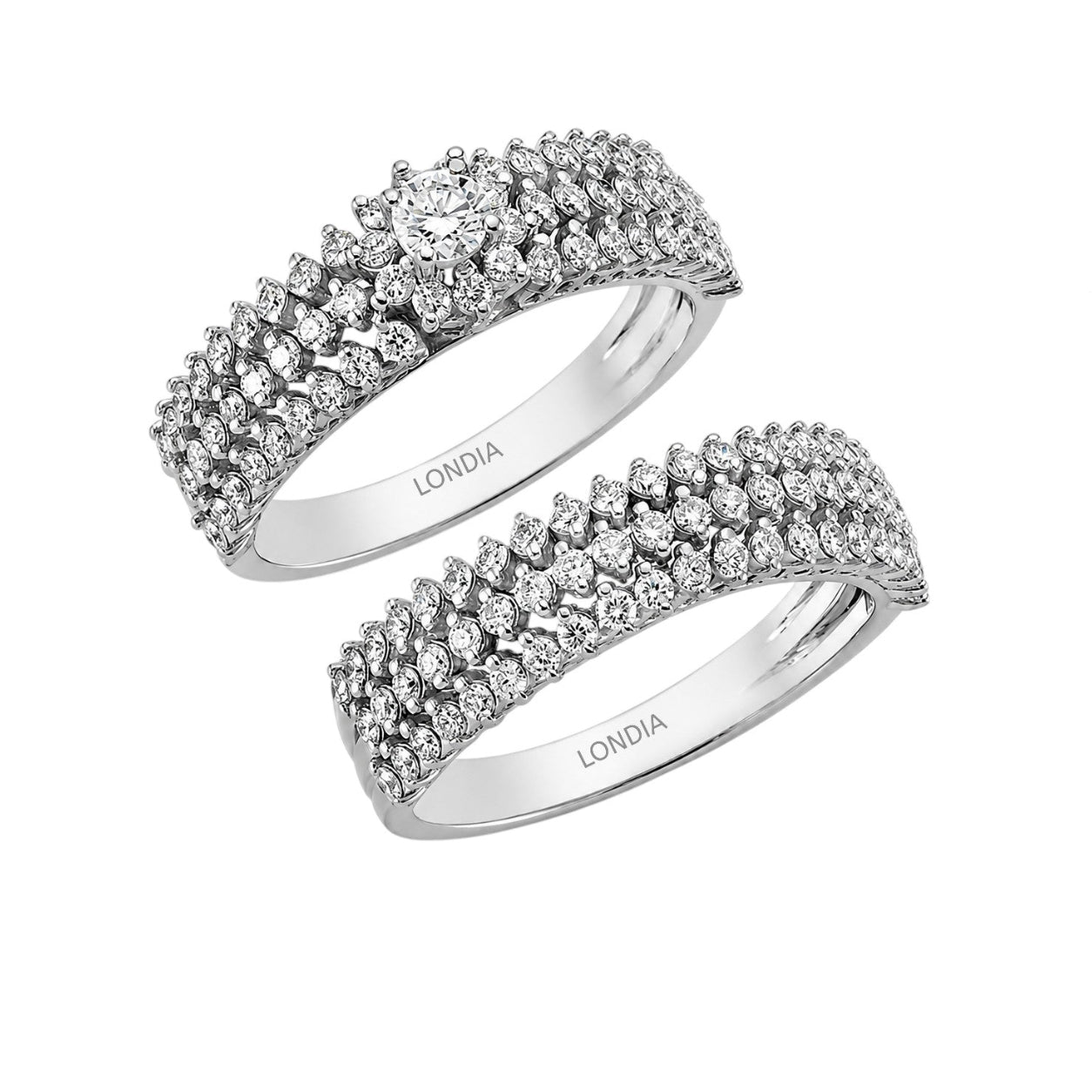 Natural Diamond Wedding Ring Set 
