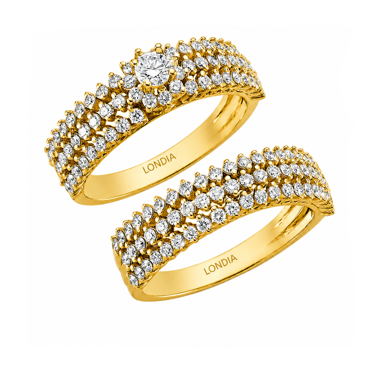 Natural Diamond Wedding Ring Set 