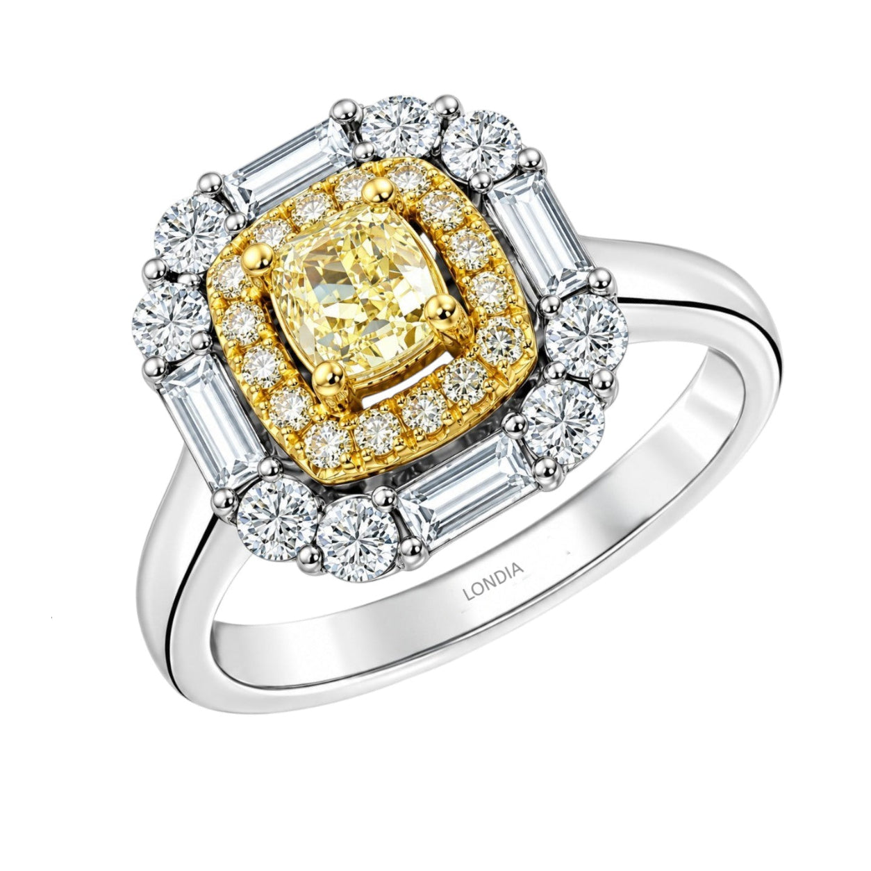 1.40 Ct. Fancy Yellow Diamond Cushion Design Ring