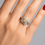 1.40 Ct. Fancy Yellow Diamond Cushion Design Ring
