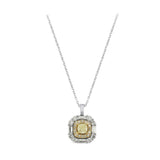 1.45 Carat Fancy Yellow Diamond Cushion Design 18K Gold Necklace