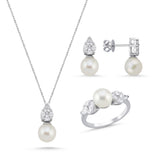 1.45 Carat Natural Diamond and Pearl Jewelry Set