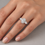 1.45 Carat Natural Diamond Magic Oval Ring with Pear-Shaped Side Stones