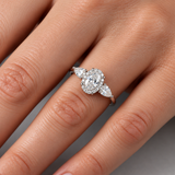 1.45 Carat Natural Diamond Magic Oval Ring with Pear-Shaped Side Stones