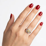 1.50 Carat Fancy Yellow Diamond Cushion Design 18K Gold Ring