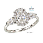 1.50 Carat Natural Diamond Magic Oval Ring with Pear-Shaped Side Stones