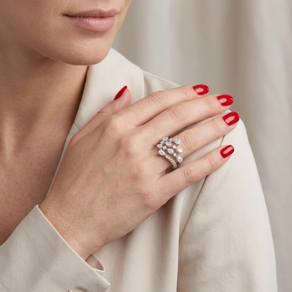 1.55 Carat Natural Diamond Statement Design Ring – 18K Gold