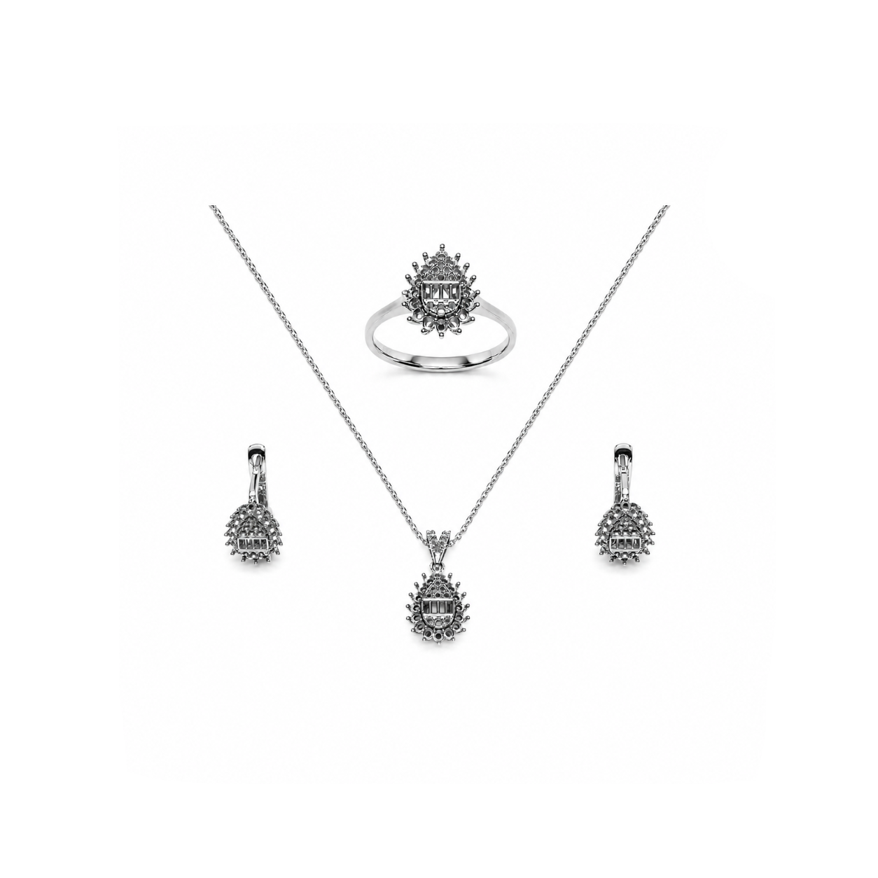 1.60 Ct. Coronet Baguette Jewelry Mounting Set in 14K Gold