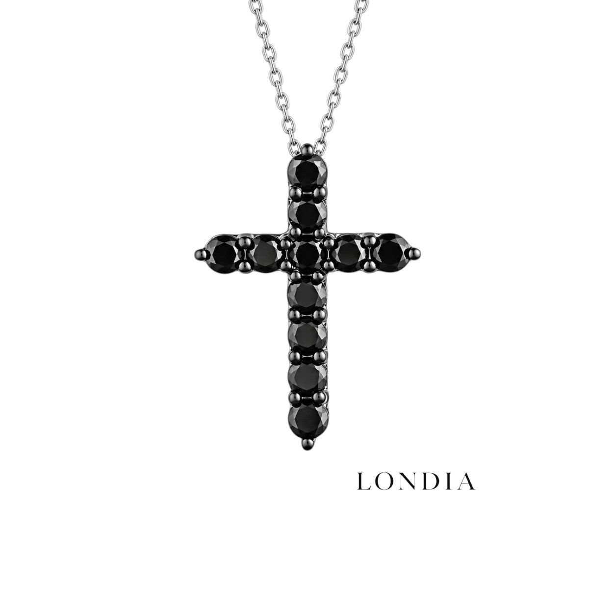 1.80 Ct. Black Natural Diamond Chalice Design Cross Necklace